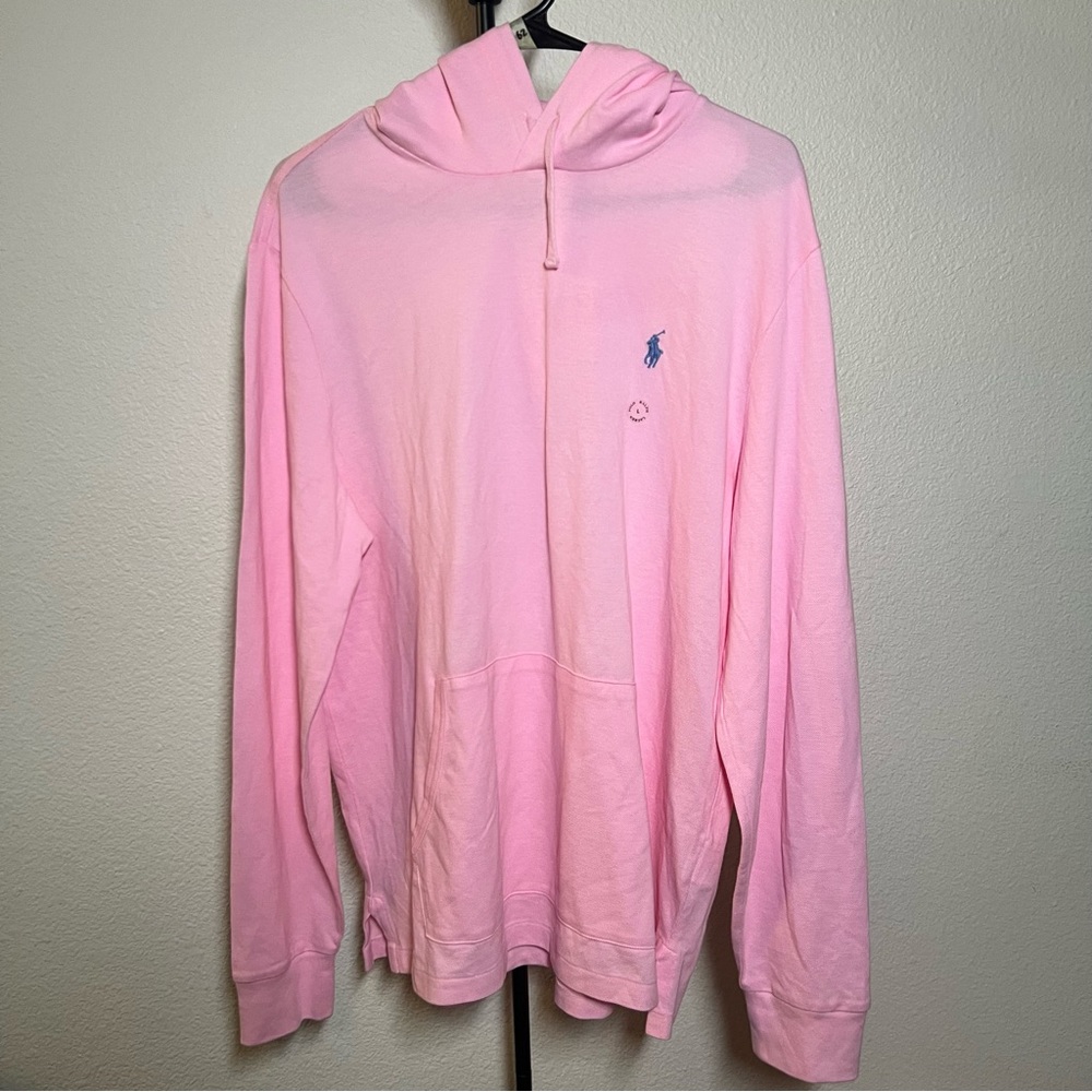 Polo Ralph Lauren Men’s Size Large Pink Hooded Long Sleeve Shirt W/Pockets NWOT